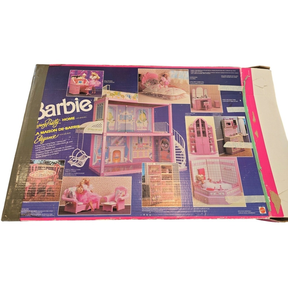 Vintage 1987 Mattel Barbie Living Pretty Home Elegance Dollhouse Pink 1475